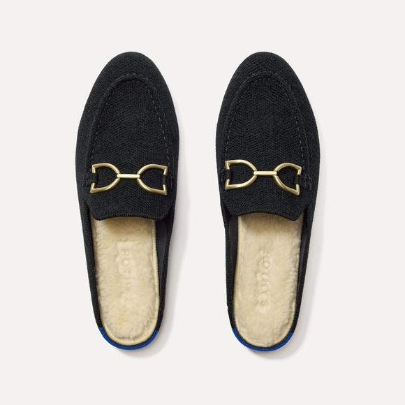 Rothy's Shoes - Rothy's The ReVelvet™ Cozy Bit Loafer Mule - ReVelvet™ Black Size 9